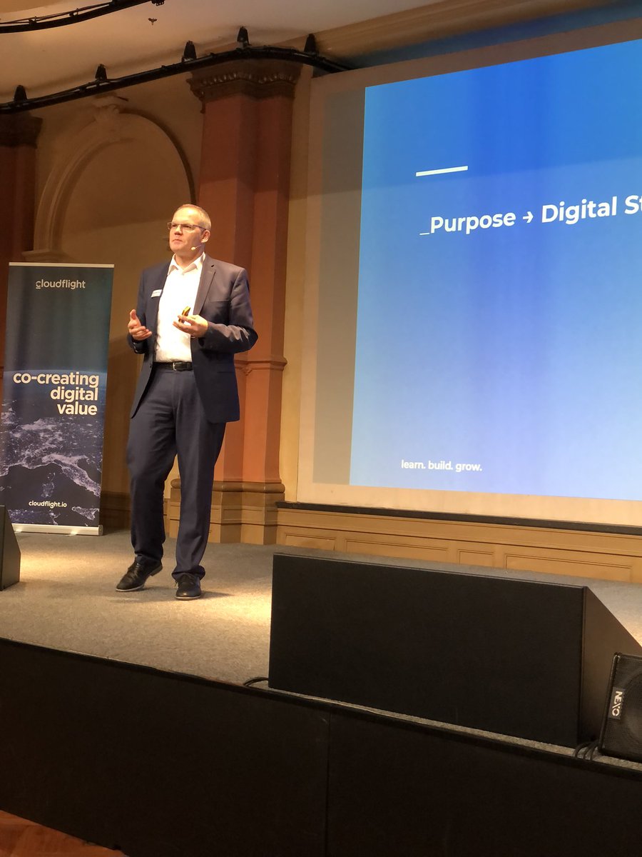 Cloudflightio's tweet photo. “IoT &amp; Friends - Purpose - Digital Strategy - Physical Impact” - @StefanRied von @Crisp_Research gibt einen Blick in die #IoT Zukunft. #cfp19 #DigitalInnovationJourney https://t.co/unXlxSNCdo