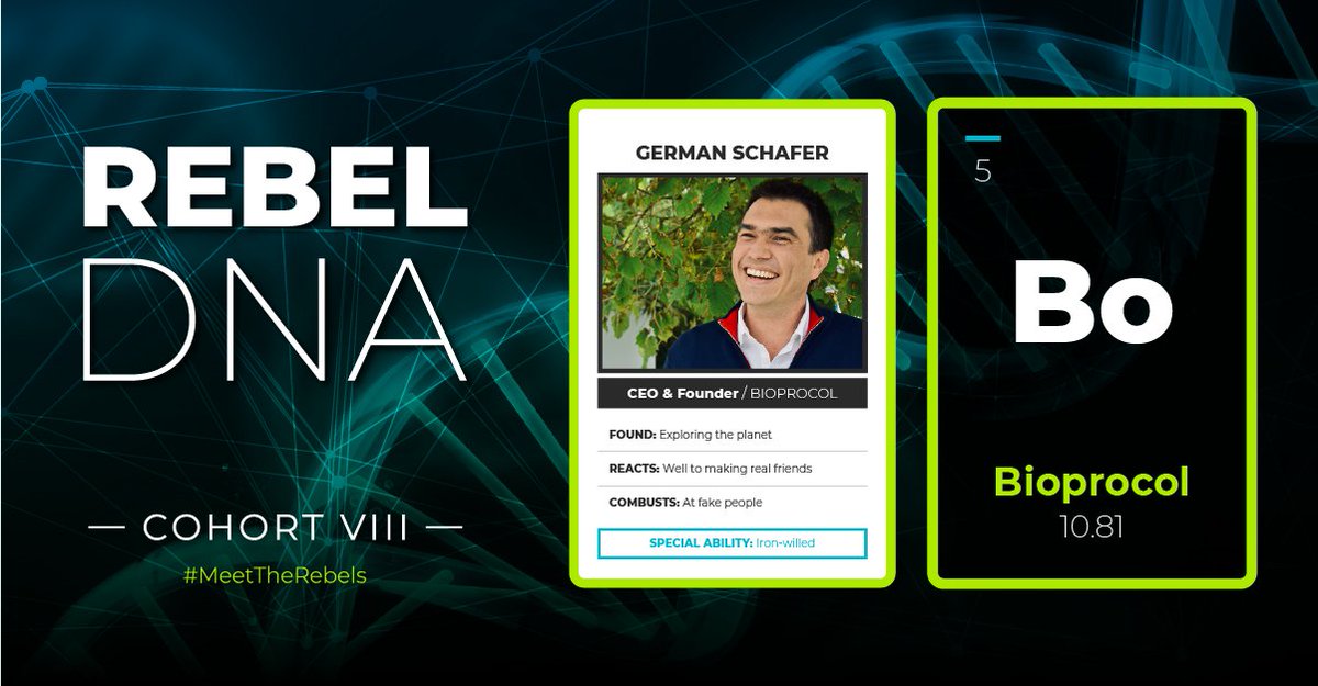 @BioSapienInc <a href="/SOSV/">SOSV - Deep Tech for Human and Planetary Health</a> @sciencedisrupt <a href="/SynBioBeta/">SynBioBeta</a> <a href="/Labiotech_eu/">Labiotech.eu</a> @Arthronica1 <a href="/AksenseMedical/">Aksense</a> <a href="/bioprocol/">Bioprocol</a> <a href="/pear_bio/">Pear Bio</a> @QVBio <a href="/RizeHealth/">RIZE Health</a> <a href="/VemicoL/">veMico Ltd</a> <a href="/CorNaturalLtd/">CorNatural</a> <a href="/ChemicleScience/">Chemicle</a> <a href="/liaonet/">Bill Liao ☯</a> 4) #MeetTheRebel German Schäfer 👉bit.ly/2PTilQP

CEO &amp; Founder of <a href="/bioprocol/">Bioprocol</a> 🌱

#Tech #Science #Seed #Startup #VC #Fund #ThursdayMotivation #Entrepreneur #Biotech