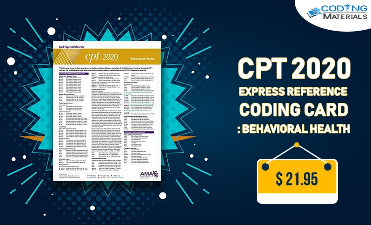 CodingMaterials's tweet image. Hurry Up!! CPT 2020 Express Reference Coding Card: Behavioral Health available in stock at just $21.
Order Today: urlzs.com/hDLQp
#codingbooks #medicalbooks #codingcards #codingcharts #cptcodingcards #cptcharts #codingcards2020