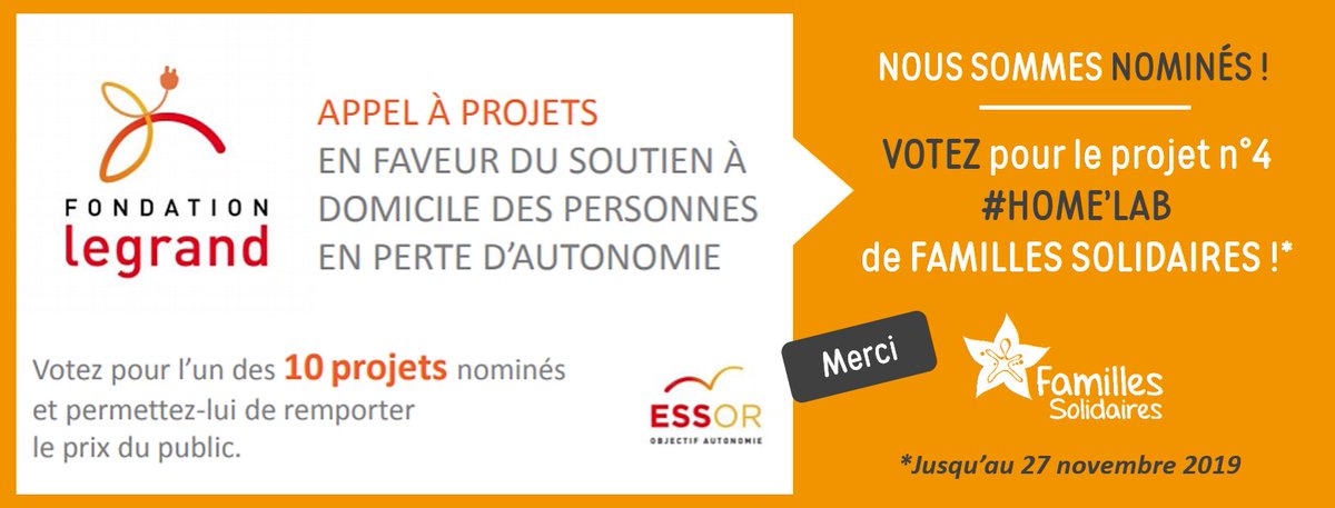 FamilSolidaires's tweet photo. [VOTE] Un petit clic pour @FamilSolidaires : soutenez notre projet  #HomeLab, nominé à la @Legrand_Fdn  ! 
On compte sur vous et votre clic pour devenir le Prix du Public ❤️ ! Découvrez notre projet 4. #HomeLab : https://t.co/k9cLHXvP5Y 
Et votez ici 👉 https://t.co/qcHx2FWT48 https://t.co/20fffkBSFf
