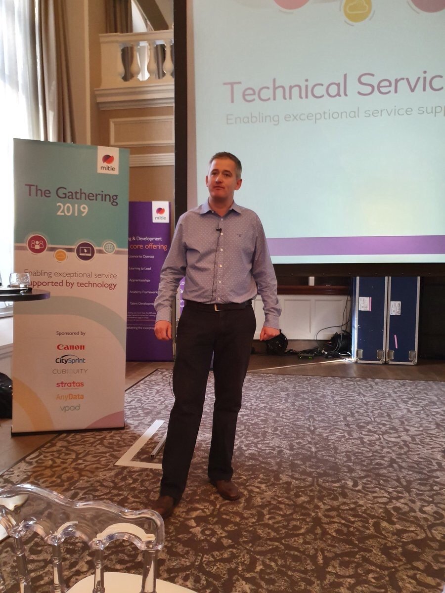 RichardSarney's tweet photo. Interesting listening to @Mike_Ferris1 talking about the future of technology and how we refine data to drive innovation for our clients #thegathering2019 https://t.co/gtaLWL2ung