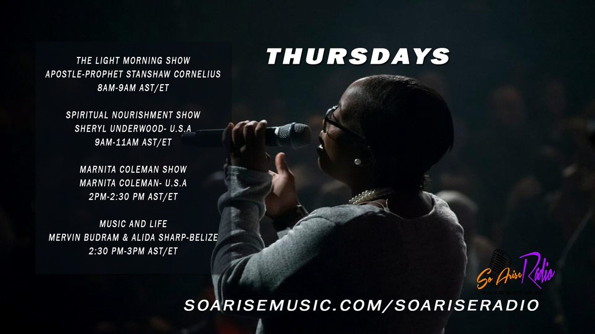 SoAriseRadio's tweet photo. Today on So Arise Radio! #RadioShows #thursday #programs #programlineup .
.
#UpNext The Light Morning Show w/ @stanshawc 8am AST/7am ET/ 6 am CT https://t.co/MRtJuFDurS