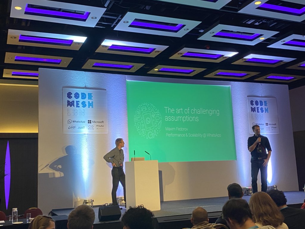 colrack's tweet image. The art of challenging assumptions from WhatsApp engineering #erlang #CodeMeshLDN