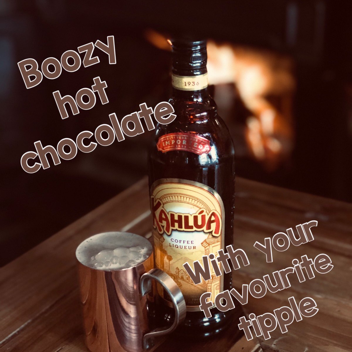 #winterwarmer 

Boozy hot chocolate is today’s #thirstythursday 
In front of the fire with your favourite tipple...sounds #devine 

#yourlocal #hotchocolate #boozyhotchocolate #kahula #openfire #cosypub #tipsyhotchocolate #ingatestone #villagepub