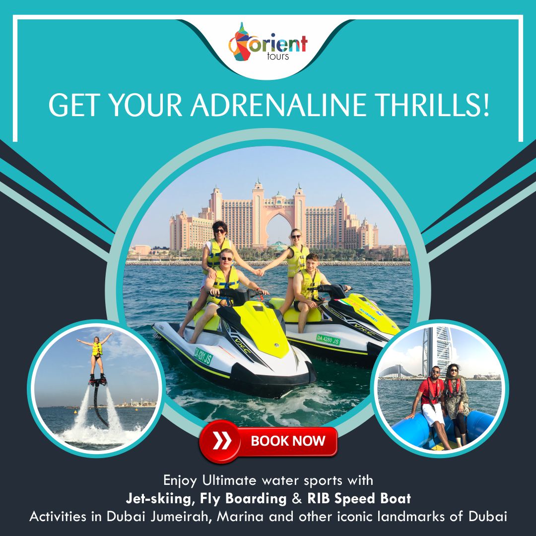 From as little as AED 199 you can enjoy adrenaline thrills with #orienttours.  Come try out #speedboating with #RIBspeedboat,  #jetskiing  and #flyboarding at iconic places in #mydubai . 
DM to book now #orienttoursdubai #ultimateadventure #adventureseekers  #watersportsdubai #tt