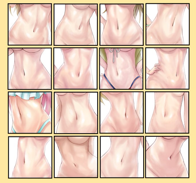 #いいお腹の日 #いいおなかの日
今年はお腹いっぱいヒロインおなか描きました。
どのお腹が好きかな～? 