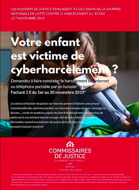 dlsquinabol's tweet photo. Journée contre le harcèlement à l'école 
✅ Le constat d'#huissier à 1€ 
Enfin une réponse concrète !
Bravo aux huissiers de justice 😍 
Loin des belles paroles et déclarations d'intention👏👏
Quelle aide précieuse pour les #victimes de #cyberharcelement
#HarcelementScolaire https://t.co/MkKP3OJO1H