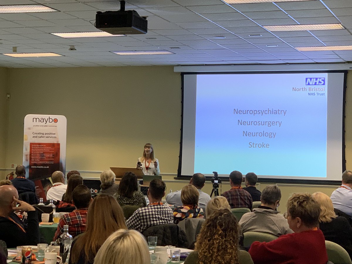 MayboLimited's tweet image. Penny describing the role of the #neuro team at @NorthBristolNHS some of the issues their patients present with and how being an @MayboTrainers fits alongside that #MayboConference