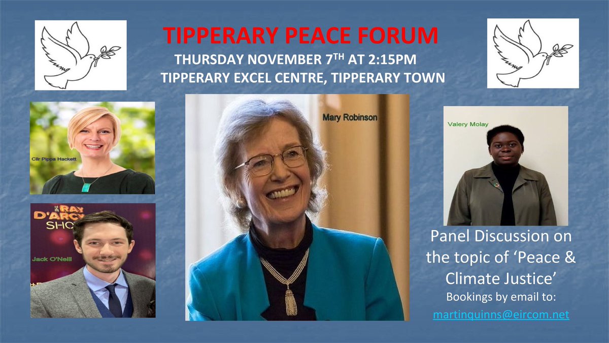 🕊🙏🏻 Congratulations, former President, Chair of <a href="/TheElders/">The Elders</a> Mary Robinson for being presented with the Tipperary International Peace Award <a href="/TipperaryPeace/">Tipperary Peace Convention</a> as a deserved recognition for your dedication and achievements to promote #ClimateJustice!
🇧🇪 #Belgium supports your action!