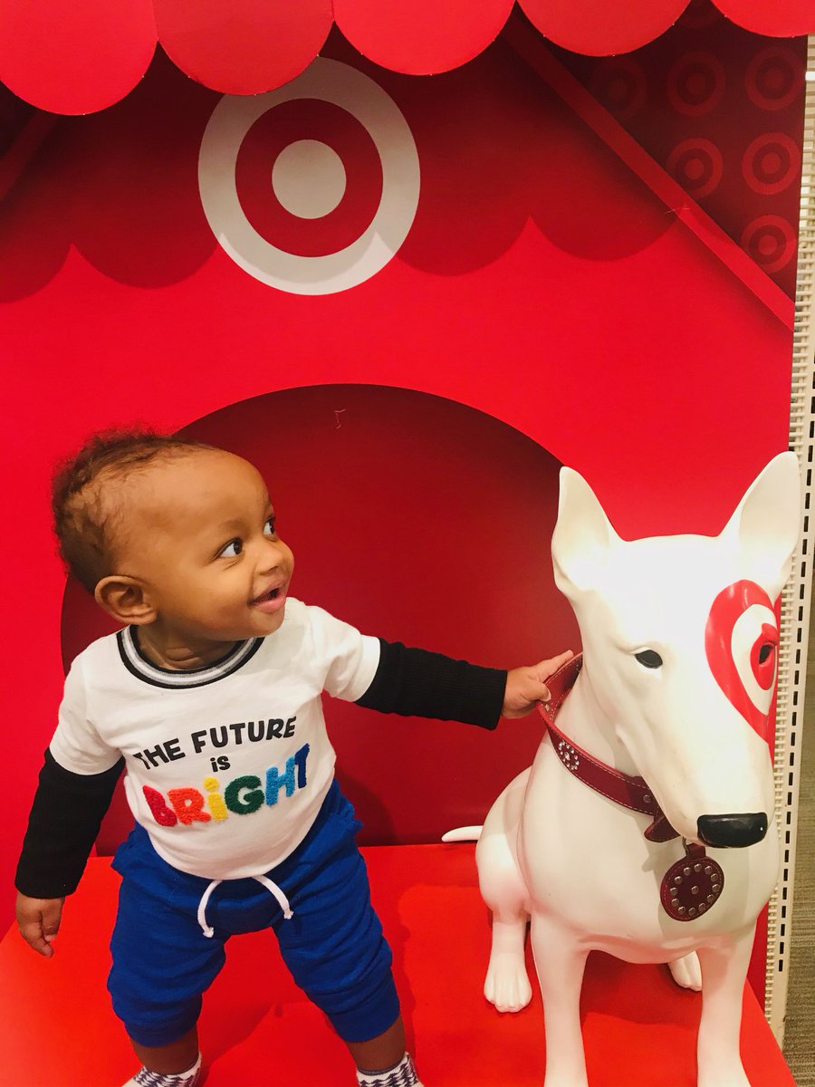 The fun and fantastic of #target #kids . One of our TM's son enjoying a #targetrun and proud of his awesome mom in red and denim!