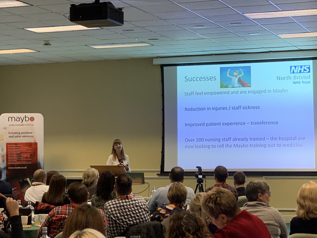 MayboLimited's tweet image. Penny’s example of “a plane that lands safely” at @NorthBristolNHS as a result of @NBTNursing colleagues delivering #MayboTraining #MayboConference