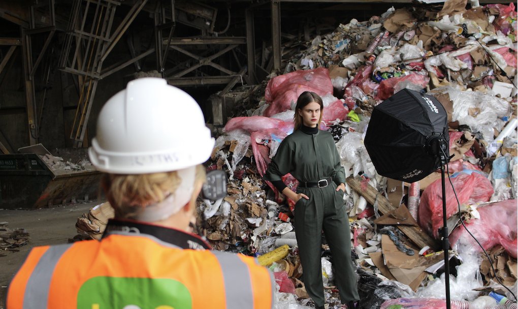 deferouk's tweet image. On site yesterday with one of our waste management clients and students from Solent Uni, taking part in a fashion photography shoot! Who would have thought there's art in waste!