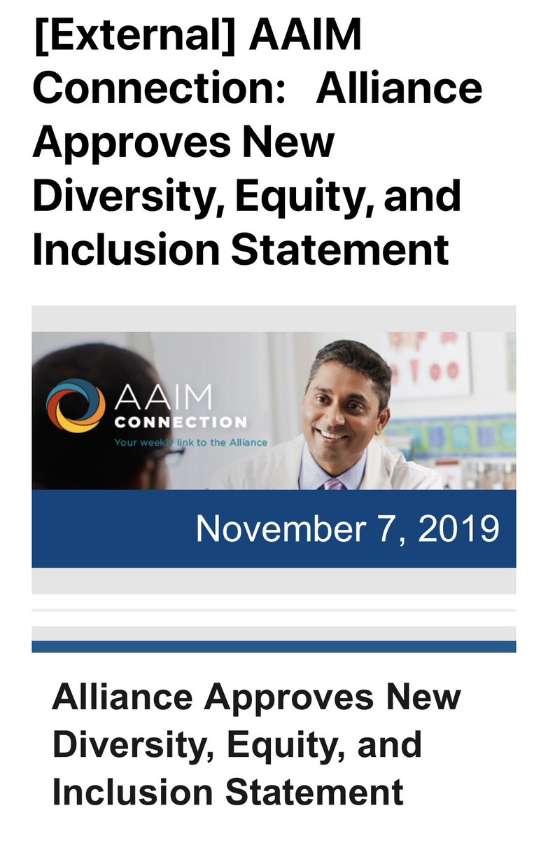gradydoctor's tweet image. @AAIMOnline — I’m proud to be a part of this community. For those who missed the #DEI statement from @AAIMOnline, it is here:👇🏽

im.org/resources/dive…

#makeitplain #intentionmatters