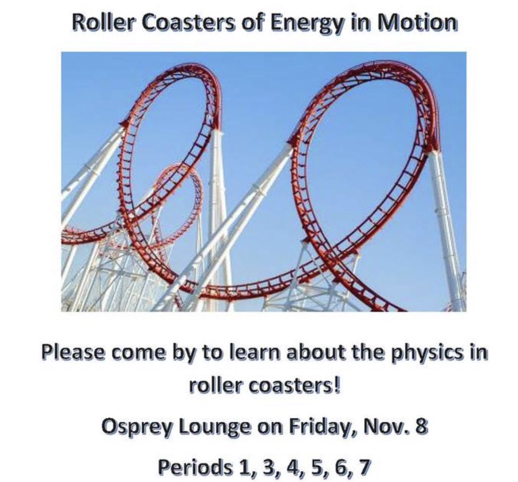 APSK8_OCPS's tweet image. Energy in Motion! Getting ready for the Physics in Rollercoasters event tomorrow. Stop by the Osprey Collaboration Space and learn more! #OCPSscience