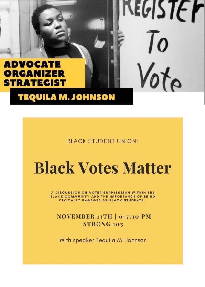 UTKnoxville NAACP (@utknaacp) on Twitter photo Join <a href="/UTK_BSU/">Black Student Union</a> in Strong 103 on November, 13 for a discussion on voters suppression in the black community and the importance of being civically engaged. You don’t want to miss it! Join <a href="/UTK_BSU/">Black Student Union</a> in Strong 103 on November, 13 for a discussion on voters suppression in the black community and the importance of being civically engaged. You don’t want to miss it!