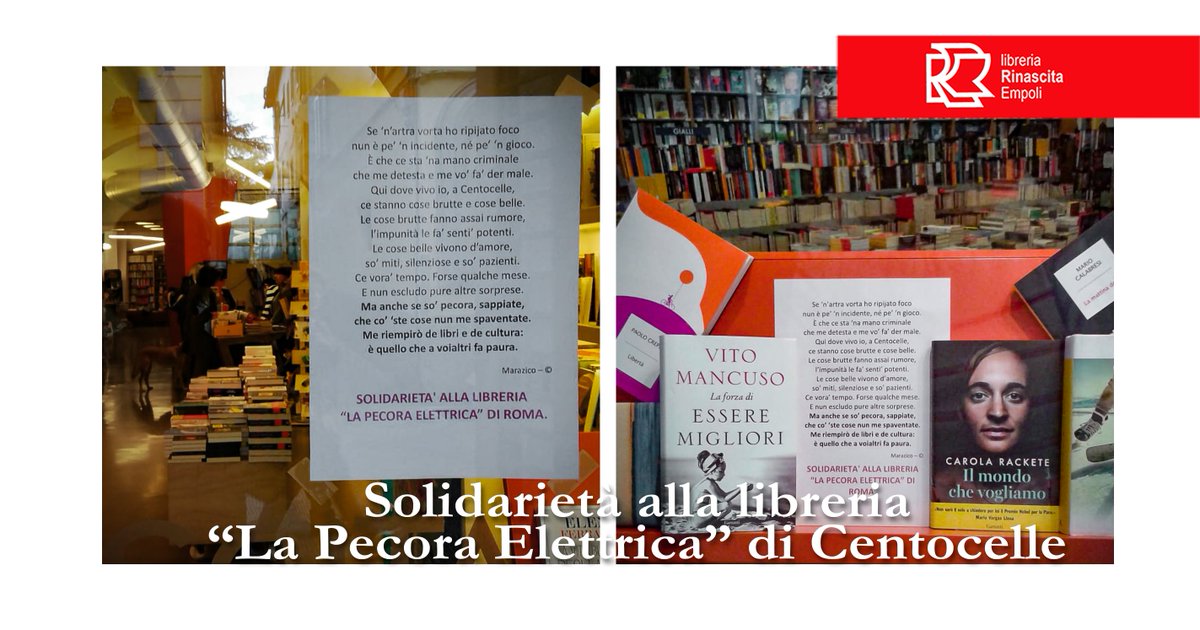 Dalle nostre librerie, solidarietà alla libreria "La Pecora Elettrica", contro tutti gli attacchi alla libertà. #LaPecoraElettrica #lapecoraResiste
