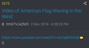 Q Post 11/2 of Flag waving in the wind. As we all have learned, timing is everything.WWG1WGA!!