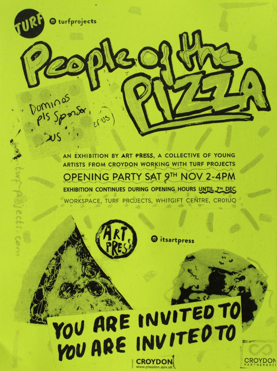 New Art Press 'People of the Pizza (Dominos Please Sponsor Us)' exhibition opens from the 9th of November at @Turf_Projects turf-projects.com/art-press/peop…