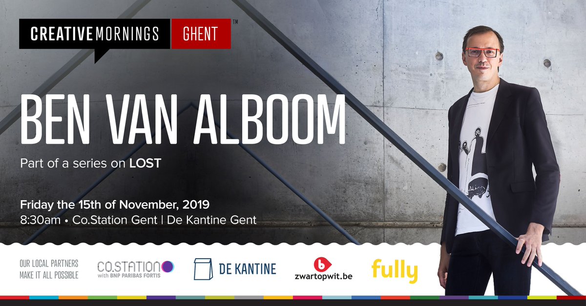 [💡<a href="/Gnt_CM/">CreativeMornings Ghent</a>: Lost with <a href="/fakerholic/">Ben Van Alboom</a>] <a href="/costationgent/">CO.STATION GENT</a> is pleased to host the next #edition of #CreativeMorningsGhent organized by our Graphic Designer, <a href="/n2Sn/">● n2Sn</a> 🙌 Let's get lost on Nov 15th with <a href="/fakerholic/">Ben Van Alboom</a> 👉 creativemornings.com/talks/ben-van-… #CMgnt #CMlost #CreativeMornings #WeRCoStation