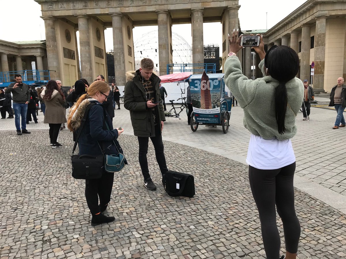 First two ways for @Journalism_UoN newsday in Berlin! Adam on the impending celebrations Matt on the big sporting fixtures here this weekend  Live from Brandenberg Gate! @BJTC_UK Now on to visit Reuters