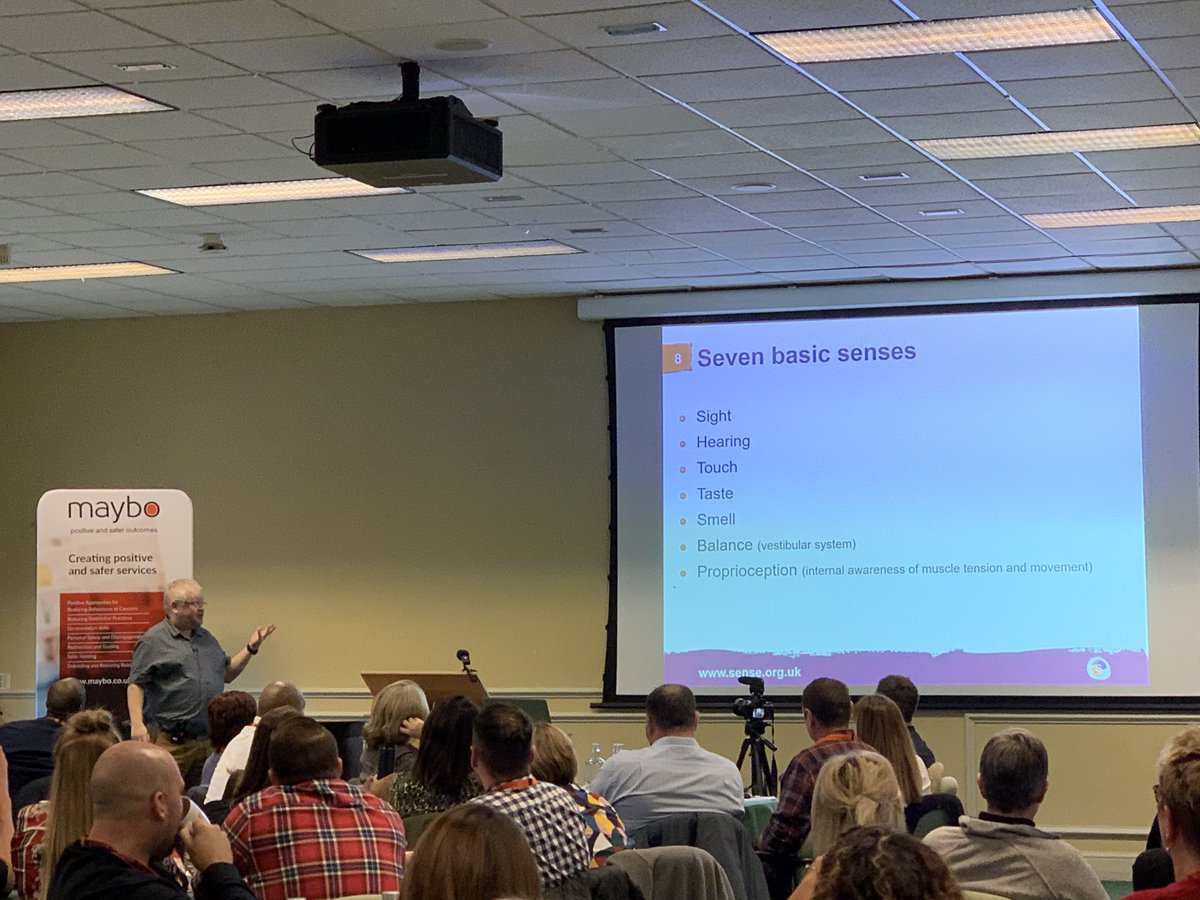 MayboLimited's tweet image. Chris from @sensecharity provokes immediate debate by asking how many senses we have? But importantly each of the senses has sub layers. #communication #MayboConference