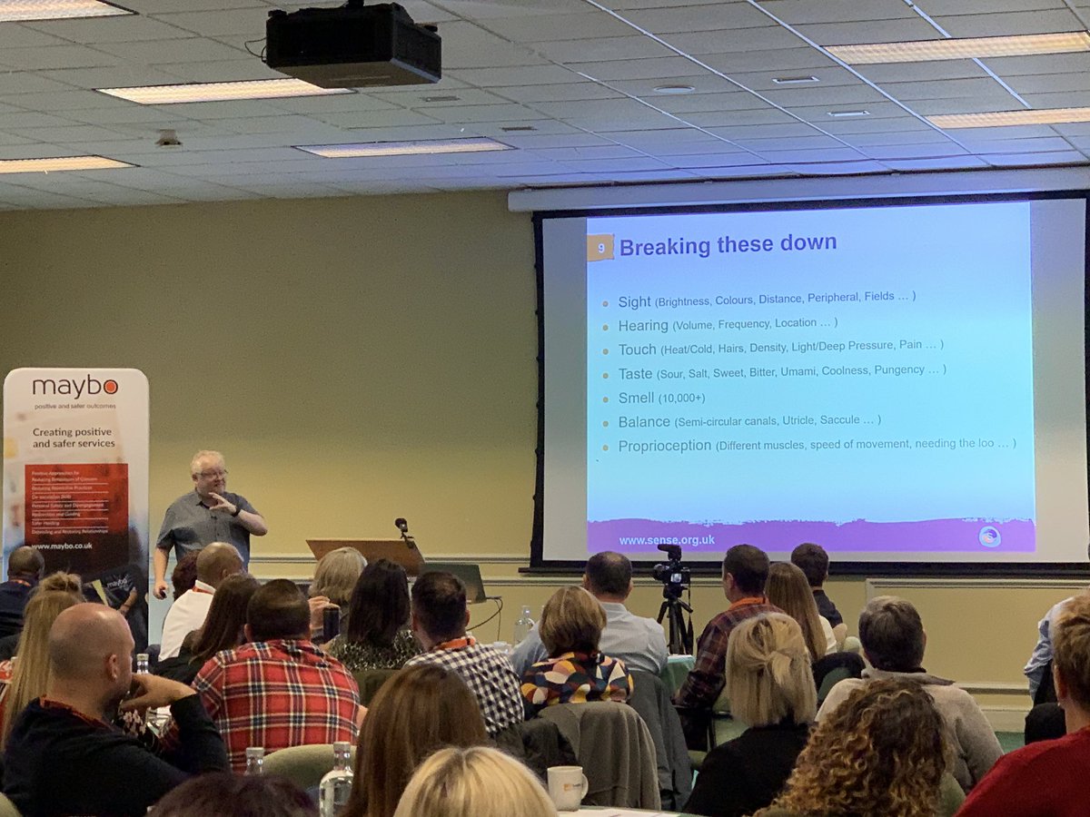 MayboLimited's tweet image. Chris from @sensecharity provokes immediate debate by asking how many senses we have? But importantly each of the senses has sub layers. #communication #MayboConference