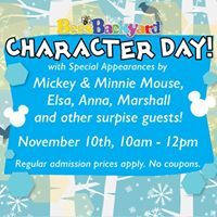 This Sunday at Bee's Backyard! Character day featuring Mickey, Minnie, Anna, Elsa and more! buff.ly/2JWYdcI