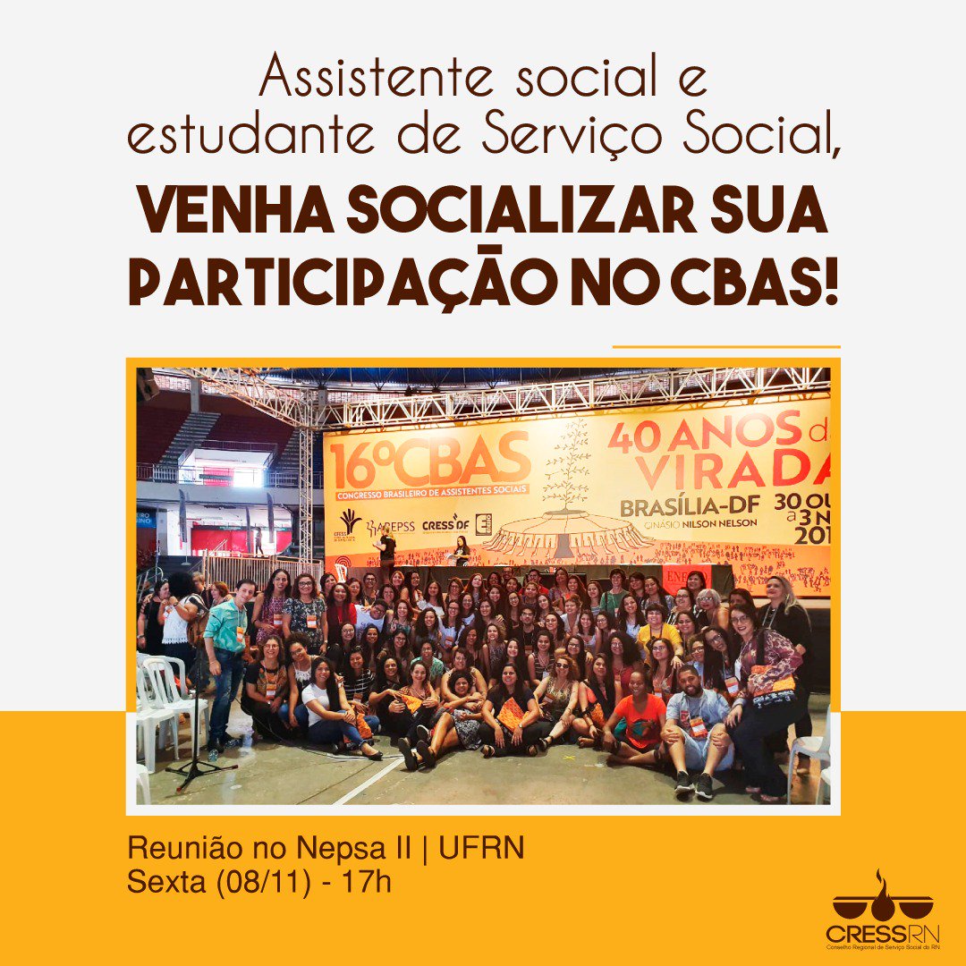 Cress_RN's tweet photo. A delegação do RN tem muitos motivos para relembrar e avaliar o #16CBAS de forma coletiva, afinal foi um congresso histórico. Vamos juntas/os participar da reunião na próxima sexta (8), no Auditório do Nepsa II, e reafirmar nossa luta. Categoria unida fortalece a profissão! ✊🏾💚 https://t.co/diIV94sCUL
