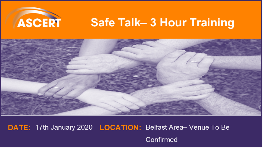 ASCERT_Training's tweet photo. ASCERT are running a 3 hour SafeTalk programme relevant to people that want to create a suicide safer community. This course is £35.00 to attend. Find out more at:
https://t.co/Vl6mygpFJ8 https://t.co/Ag1z6qY6yZ