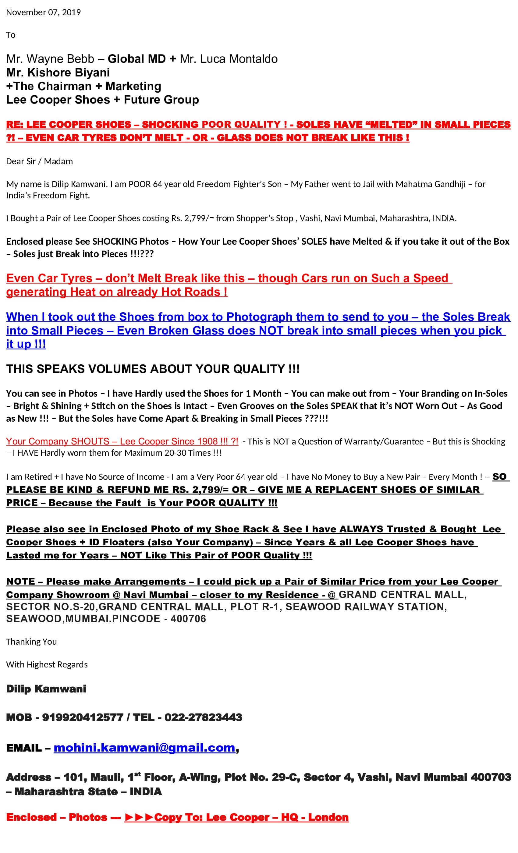 Mohini Kamwani on X LondonisinourJeans TrueLondonBlues BecomingLondon AW19 LEE COOPER SHOES SHOCKING POOR QUALITY SOLES HAVE MELTED IN SMALL PIECES EVEN CAR TYRES DON T MELT OR
