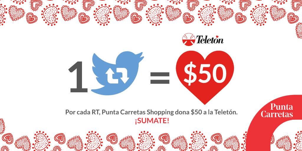 Con un CLICK también podés COLABORAR con <a href="/teletonuruguay/">Teletón Uruguay</a> : ¡Dale RT y #PuntaCarretasShopping dona $50 por vos! ❤️ #IluminaTuDia #Sumate 🥰