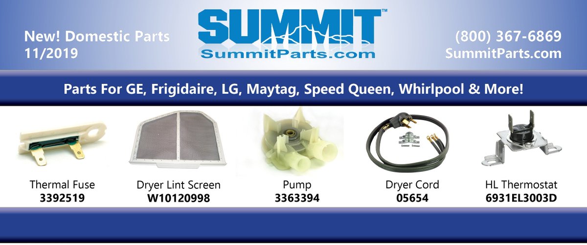 Summitparts's tweet photo. NEW- Domestic Parts Now Available at Summit! 🛒
https://t.co/PLu4OMAf39
#laundry #laundryparts #laundromat #commercialLaundry #washerparts #laundryday https://t.co/nvvty8jqgE