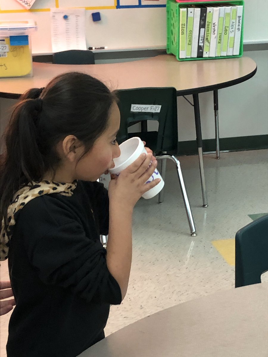 Cooperteachwsd's tweet image. Practicing drinking out of an open cup. Right now we are just drinking air :) the girls were great examples :) The best is how proud Zion is at himself #wearwduello