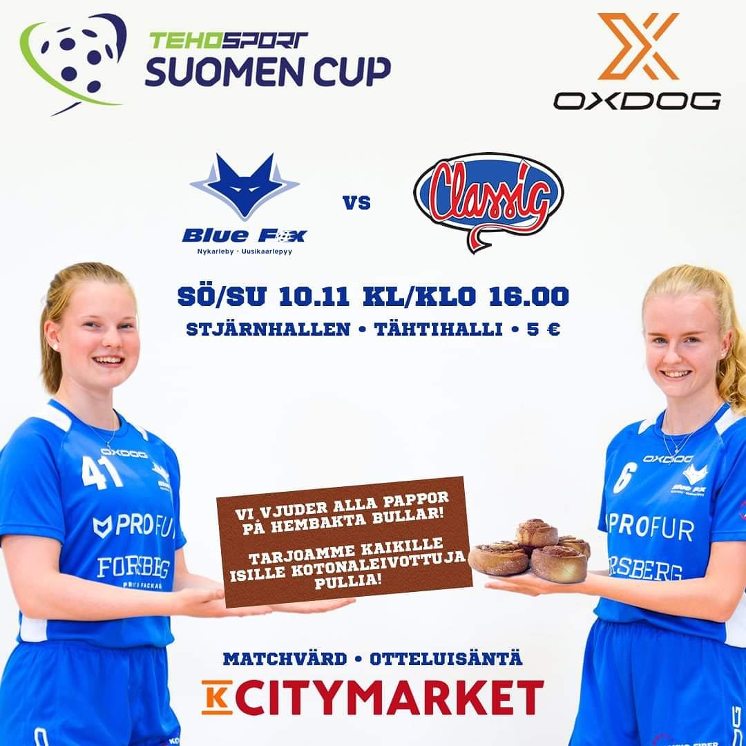 Sunnuntaina olisi tarjolla huippusalibandya Tähtihallissa Uudessakaarlepyyssä. Tervetuloa !

På söndag bjuder vi på toppinnebandy i Stjärnhallen i Nykarleby. Välkomna!

#bluefoxdamer #tehosportsuomencup #ibfbluefox #blåtthjärta #salibandy #innebandy #floorball #oxdog