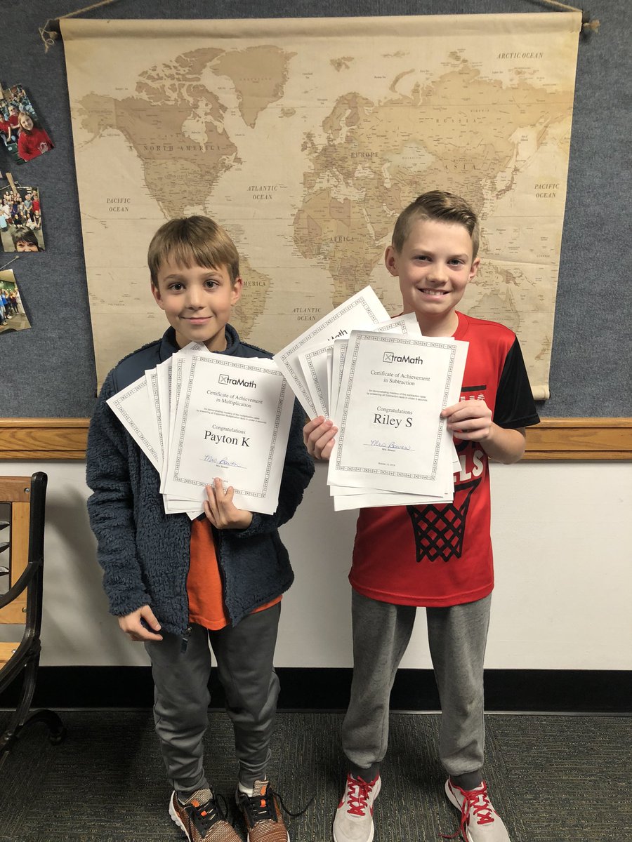 MrsBowen5's tweet image. These two are crushing Xtra Math! Already on 12’s in 2 seconds! Look at all of those certificates! #mathwiz #LPSelma