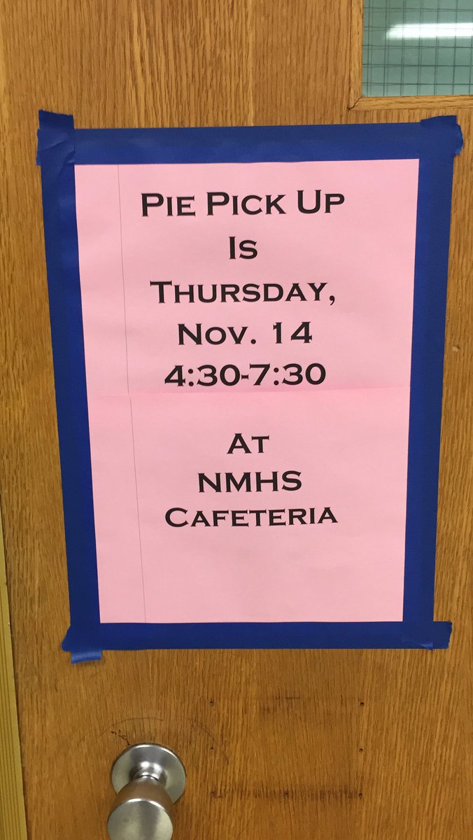 Just a reminder: pick for pies is 11/14/19!!! At NMHS