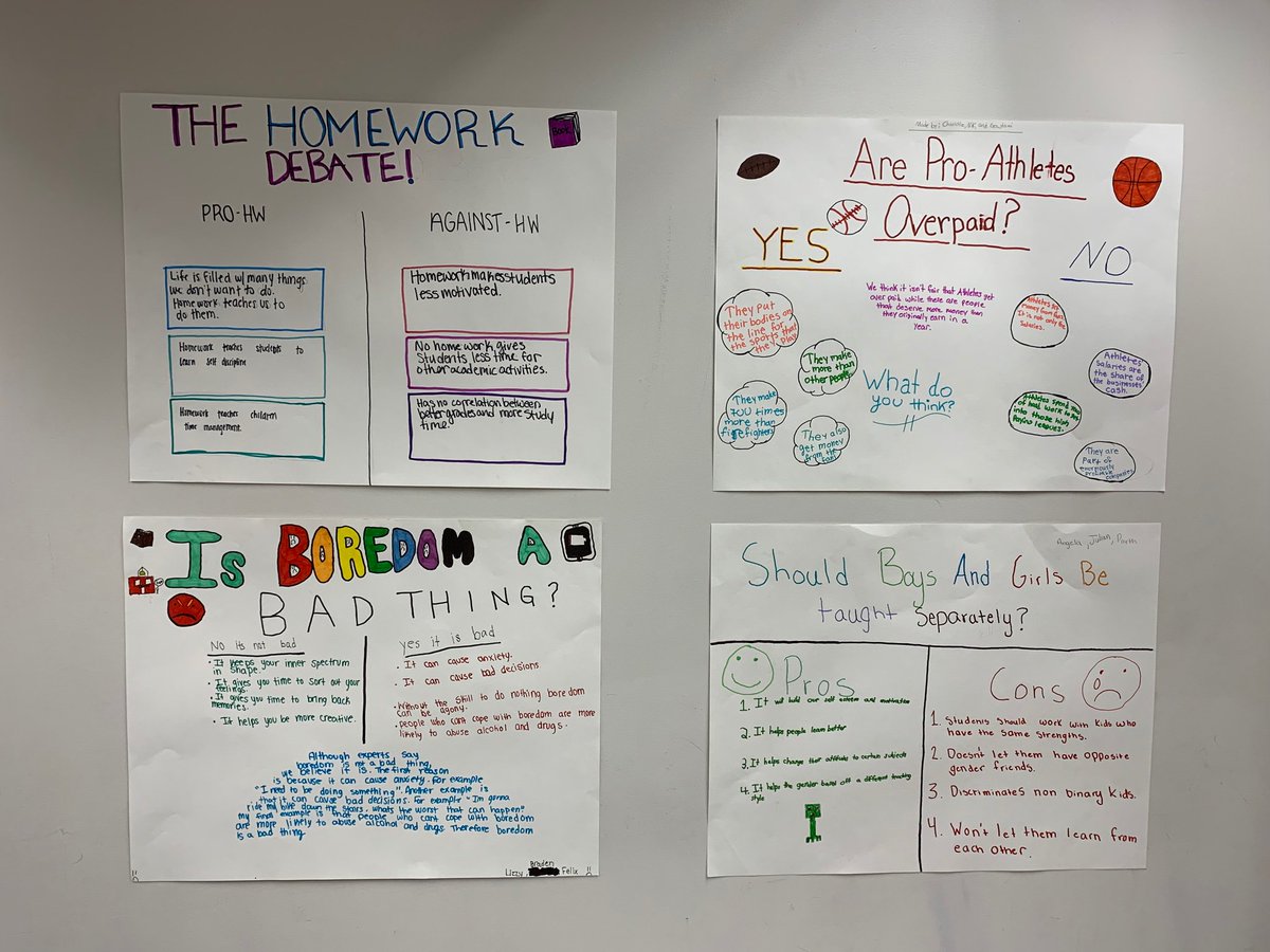 mseheck's tweet photo. Here are some debate topics from the other day. Use posters to make pro/con charts to display in your classrooms! #engchat #edchat https://t.co/AnSNIqK8D7