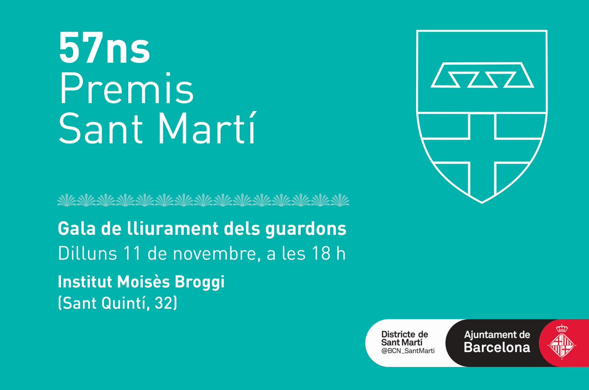 Districte de Sant Martí (@bcn_santmarti) on Twitter photo 👌 Tot a punt per la gala de lliurament dels #PremisSantMartí! 🏆🏅
⏰ Dilluns 11/11, a les 18.00 h
📍 Institut Moisès Broggi
🎤 Amb la intervenció artística de <a href="/ImproAcatomba/">IMPRO ACATOMBA</a>, vinculats a l'<a href="/escoladactors/">escola d'actors bcn</a> amb seu a la Formiga Martinenca.
ℹ Detalls: ow.ly/Ehll50wXlwX 👌 Tot a punt per la gala de lliurament dels #PremisSantMartí! 🏆🏅
⏰ Dilluns 11/11, a les 18.00 h
📍 Institut Moisès Broggi
🎤 Amb la intervenció artística de <a href="/ImproAcatomba/">IMPRO ACATOMBA</a>, vinculats a l'<a href="/escoladactors/">escola d'actors bcn</a> amb seu a la Formiga Martinenca.
ℹ Detalls: ow.ly/Ehll50wXlwX