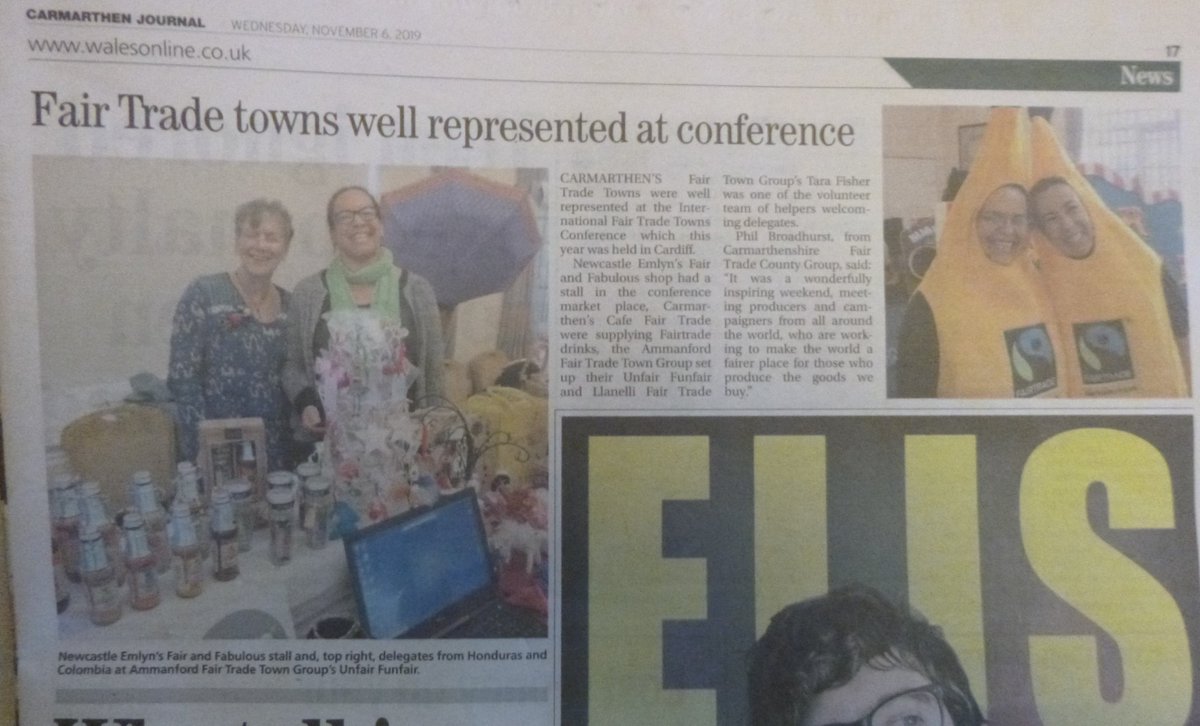 Thanks <a href="/Carmjournal/">Carmarthen Journal</a> for this piece on #Carmarthenshire #Fairtrade towns attending #IFTTC2019