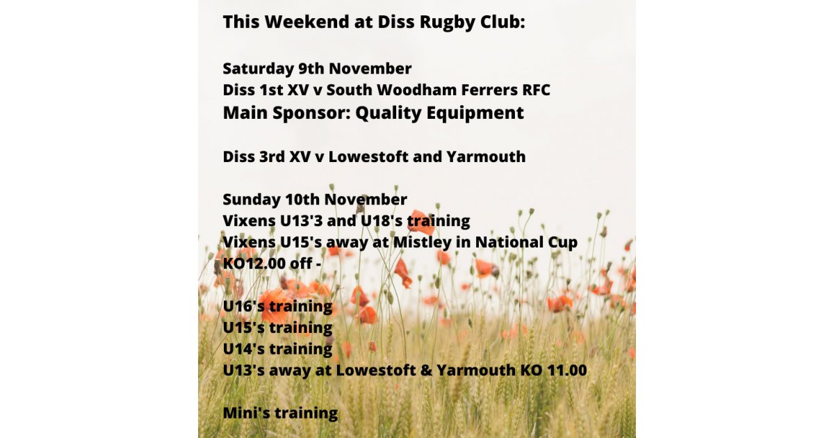 DissRugbyClub's tweet photo. This weekend at Mackenders
https://t.co/Tt4QTn0TSP https://t.co/pSZplKFyov