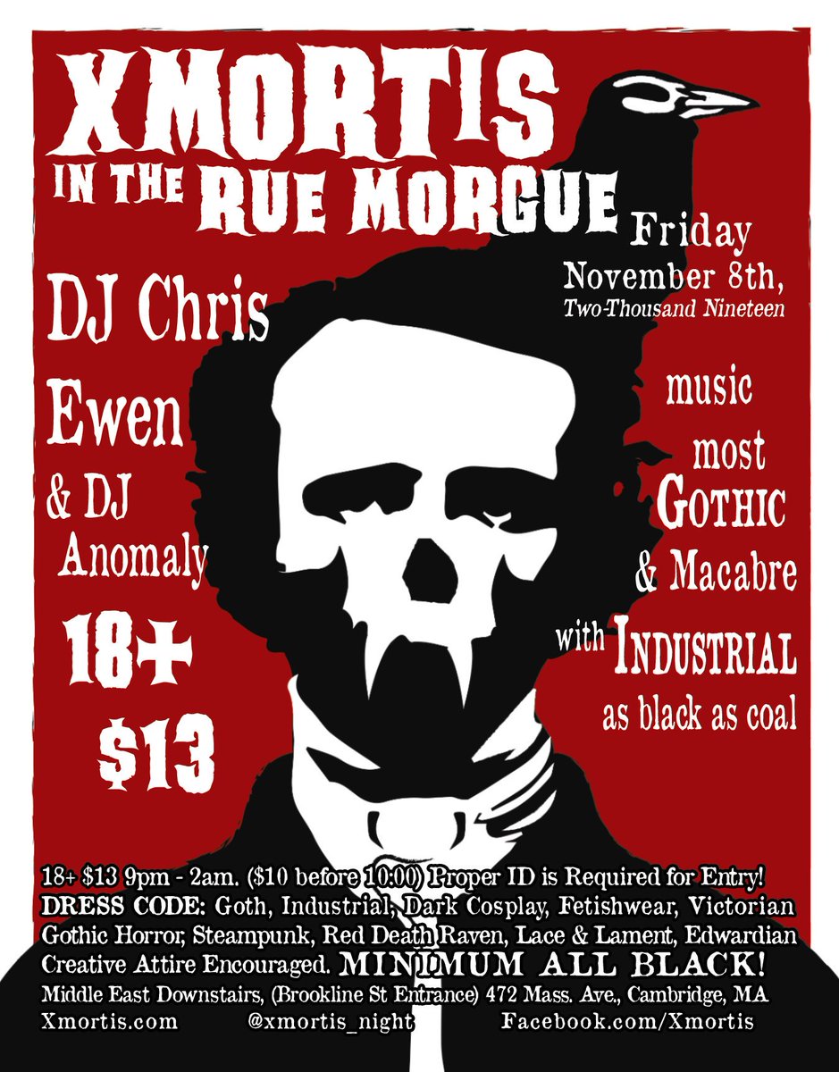 Xmortis in the Rue Morgue is THIS FRIDAY 11/8! 

facebook.com/events/4134837…