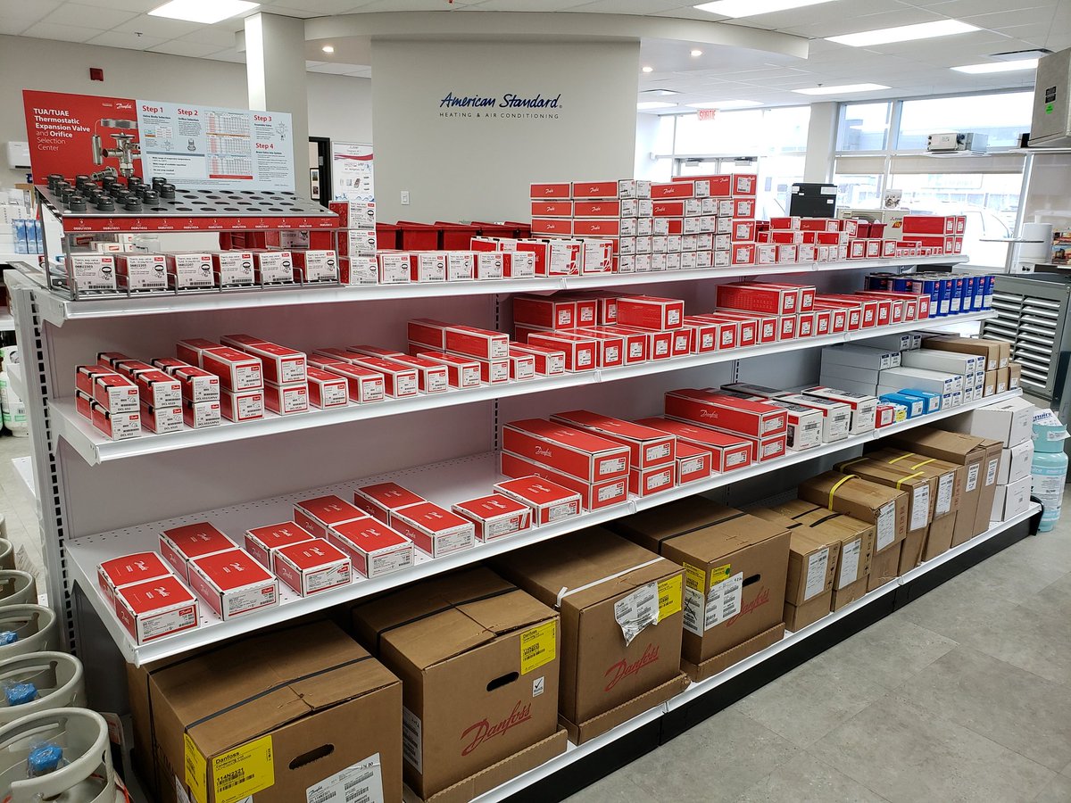 Danfoss_Jamie's tweet image. Great start! A good looking shelf of Danfoss refrigeration components at Enertrak in Quebec City. Come check us out at the Open House. #DanfossHVACR #Enertrak