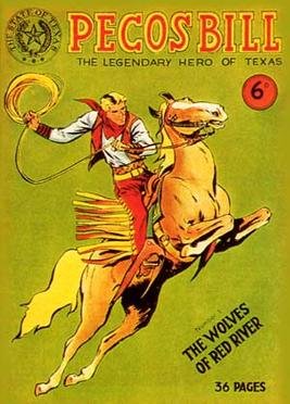 As Americans moved west, folklore focused on personifying the frontier spirit through epic heroes fulfilling feats of fearsome daring. In the Southwest, it was Pecos Bill, who rode a cyclone caught with a rattlesnake lasso named shake #FolkloreThursday 
legendsofamerica.com/ah-pecosbill/