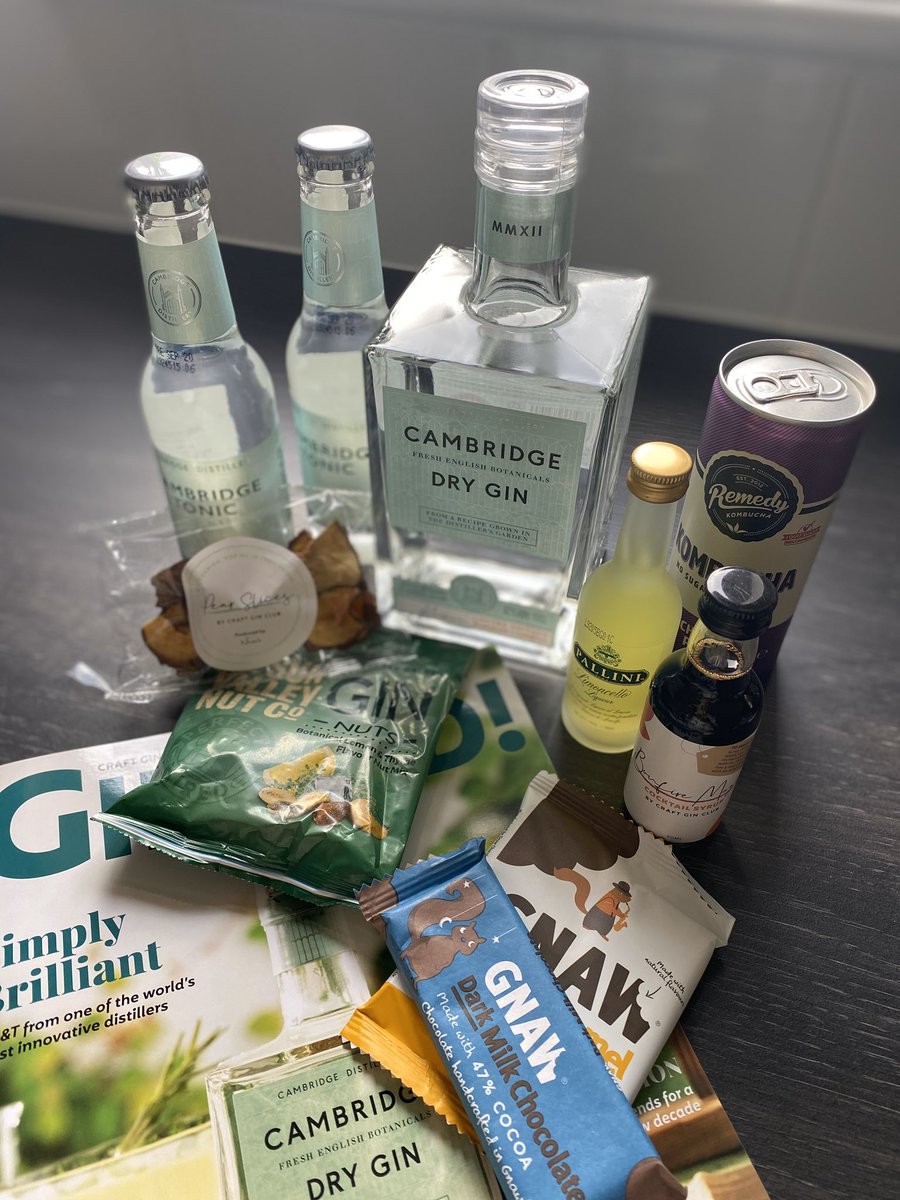 Kesha_Marie's tweet photo. Not bad for my first @craftginclub box! Cambridge Gin is in a lovely bottle too, which I shall keep and put lights in! ๐ #GinGrin #Ginstagram #CraftGinClub https://t.co/ukkd8ywgIh