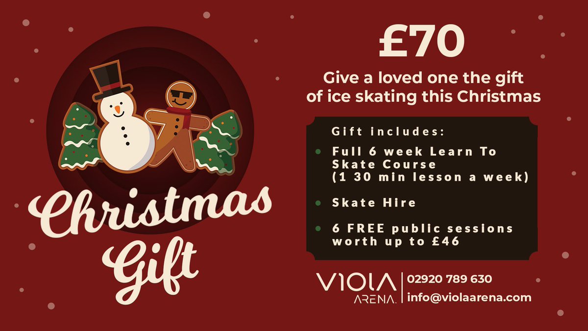🎁❄️ Give a loved one the gift of ice skating this Christmas ❄️🎁

Includes a full NISA skating course &amp; 6 public sessions ⛸

Book at reception or call us on 02920 789 630 today 🎄