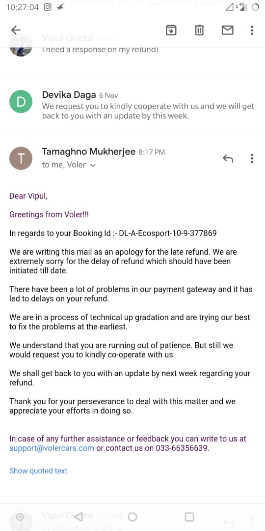 Tanyabbansal's tweet image. @vikaspar_ I am not sure in this @digitalindia era, your company @volercars  gives lame excuses to customers to return their money from last 3 months. #shamevolercars #fraud 
Please provide the date when your company will give the refund?
@VipulGu90578977