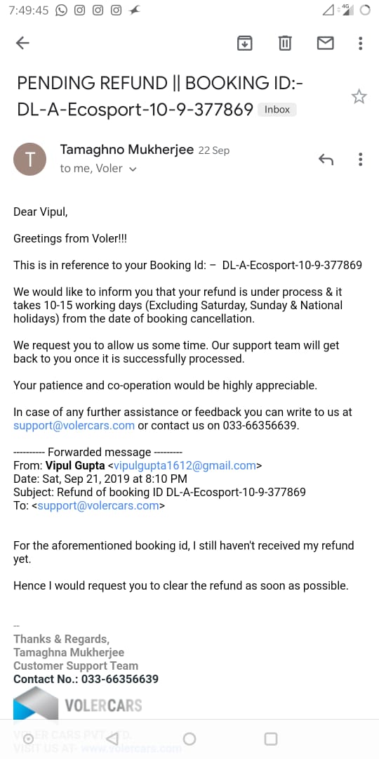 Tanyabbansal's tweet image. @vikaspar_ I am not sure in this @digitalindia era, your company @volercars  gives lame excuses to customers to return their money from last 3 months. #shamevolercars #fraud 
Please provide the date when your company will give the refund?
@VipulGu90578977