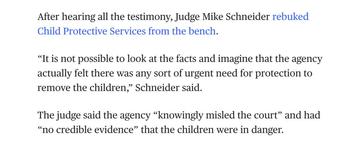 10. When the case finally went to court, the CPS caseworker repeatedly pleaded the Fifth as lawyers grilled him about his decision making. This is how the judge reacted at the end of the three-day hearing: