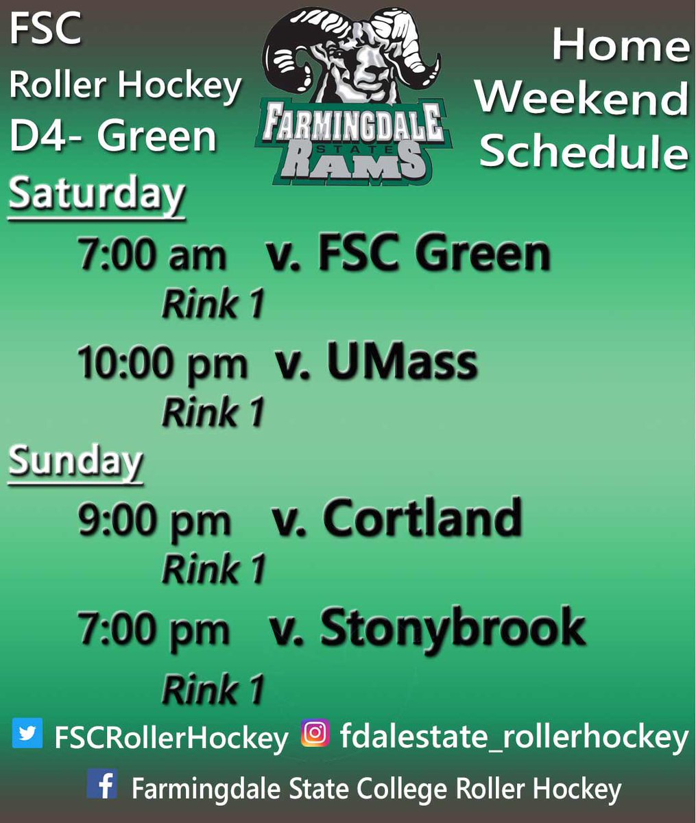 FSCRollerHockey's tweet photo. Come support the boys this Saturday and Sunday for our Home Weekend at Skate Safe. Below are the schedule for our three teams, hope to see you there #fdalerollerhockey #ecrha https://t.co/OOyCatyZX5