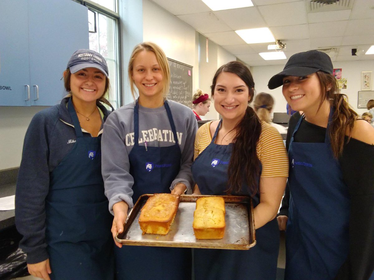 pennstateNUTR's tweet photo. Nutritional Sciences students in NUTR 320: Science and Methods of Food Preparation had a fun day seeing how their favorite recipes tasted when they lowered total fat, saturated fat, added sugars or made them gluten free or vegan. #weare #pennstatenutr https://t.co/fJc6d15vb7